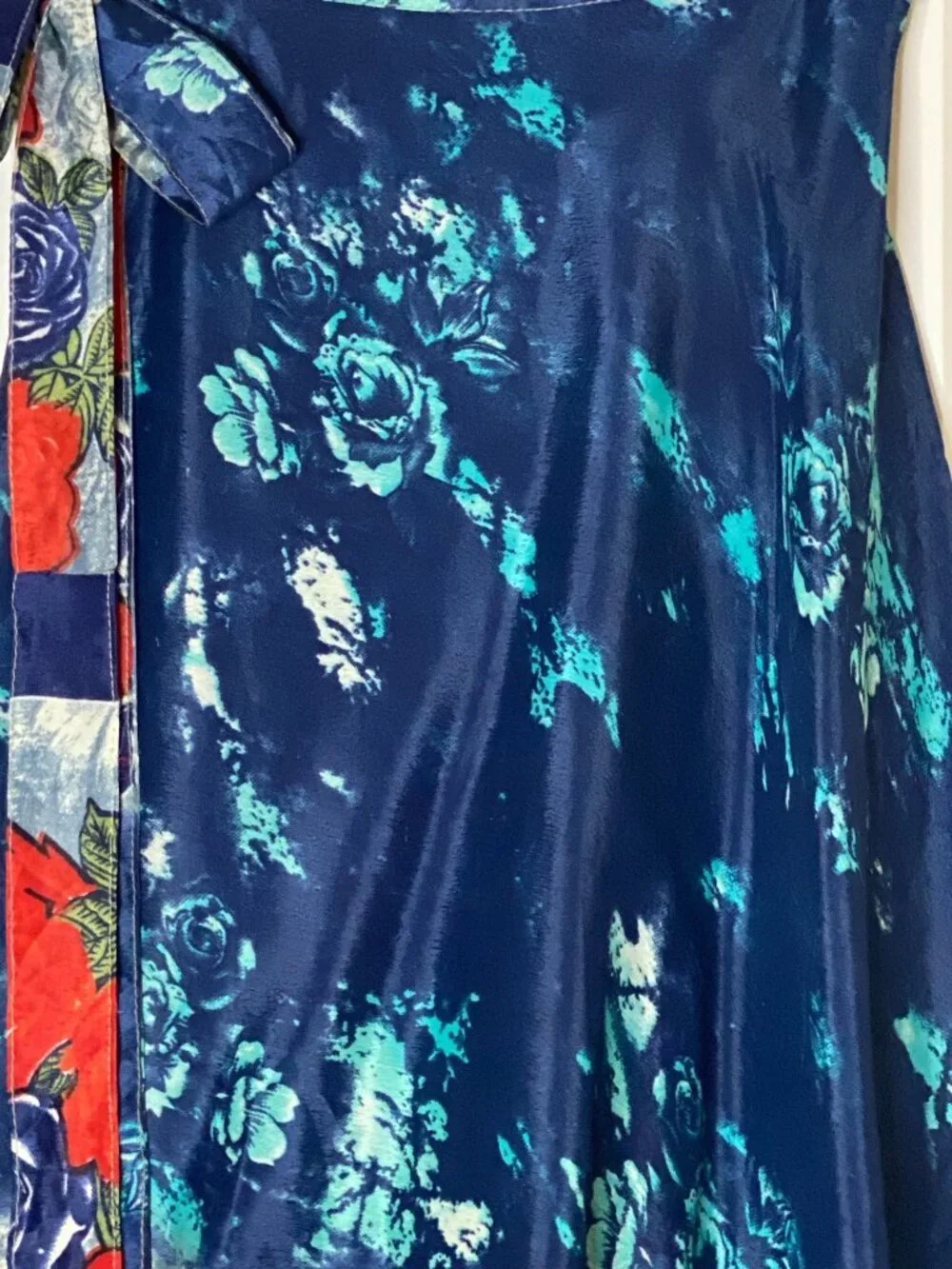 Reversible Sari Silk Magic Wrap Skirt Blue Boho Festival Hippie Maxi India OS
